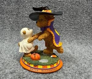 Halloween Bear Figurine Dancing Bears Pumpkin Decor Resin Used